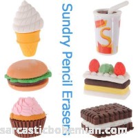 Water & Wood Assorted Food Novelty Cute Pencil Rubber Eraser Erasers Stationery Ice Cream Cake Kid Fun Toy